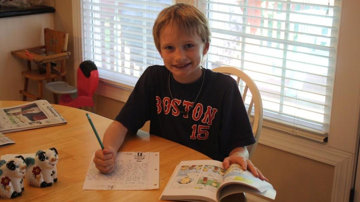 Will Modlin composes his letter to The News & Observer asking for the “Big Nate” comic strip.