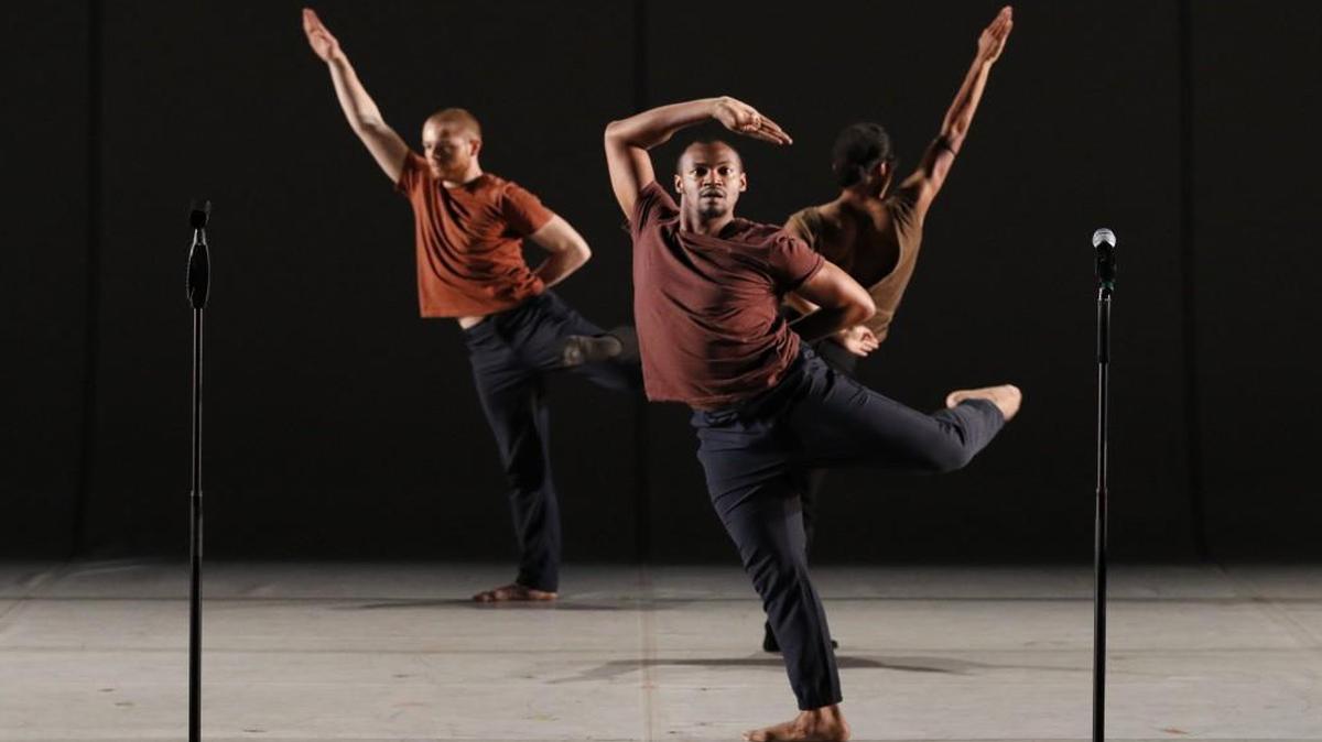 Dancers Shane Larson, Antonio Brown, and Rena Butler in “Analogy Trilogy: Ambros: The Emigrant.”