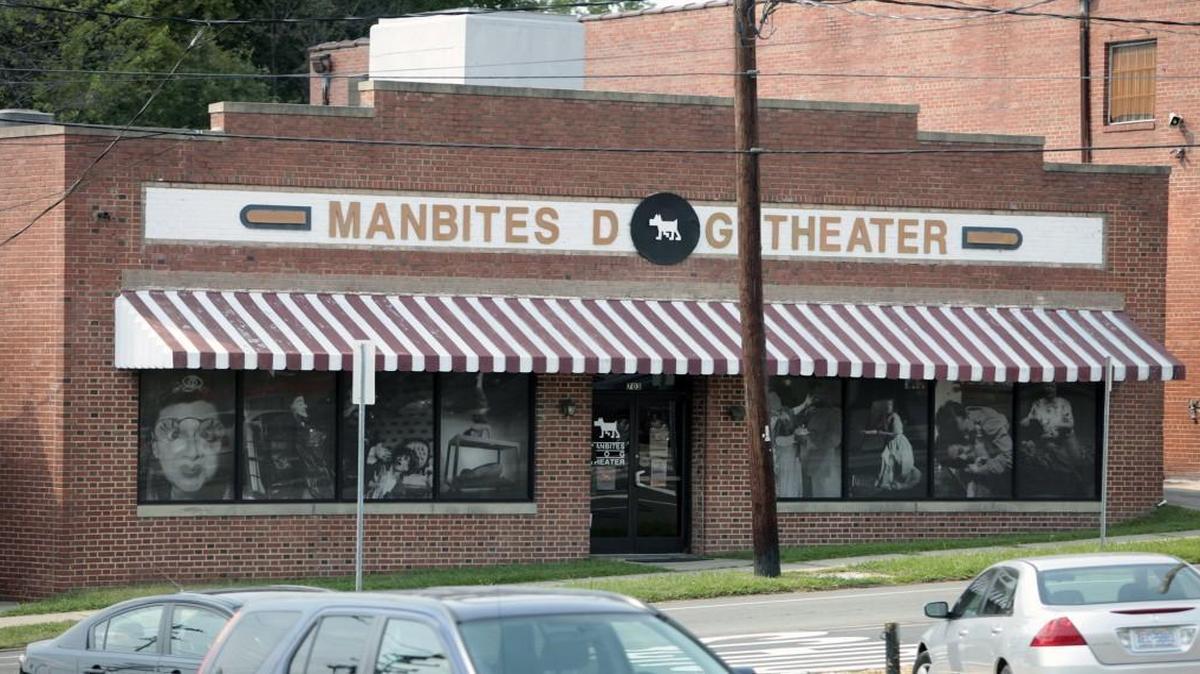 Front exterior of Manbites Dog Theater on Foster Street in downtown Durham. After 31 years, the theatrical company is closing up shop and selling its building.