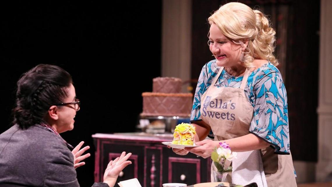 Christine Mirzayan as Macy and Julia Gibson as Della in PlayMakers Repertory Company’s production of “The Cake” by Bekah Brunstetter.