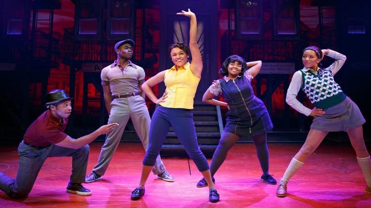 From left, Gilbert L. Bailey II, Bradley Gibson, Ariana DeBose, Trista Dollison and Christiani Pitts in “A Bronx Tale: The Musical.” DeBose was an original cast member when it debuted in December 2016.