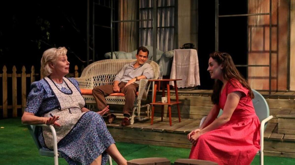 From left Julie Fishell, Charlie Brady, Meagan Chieppor in Theatre Raleigh’s “All My Sons.”