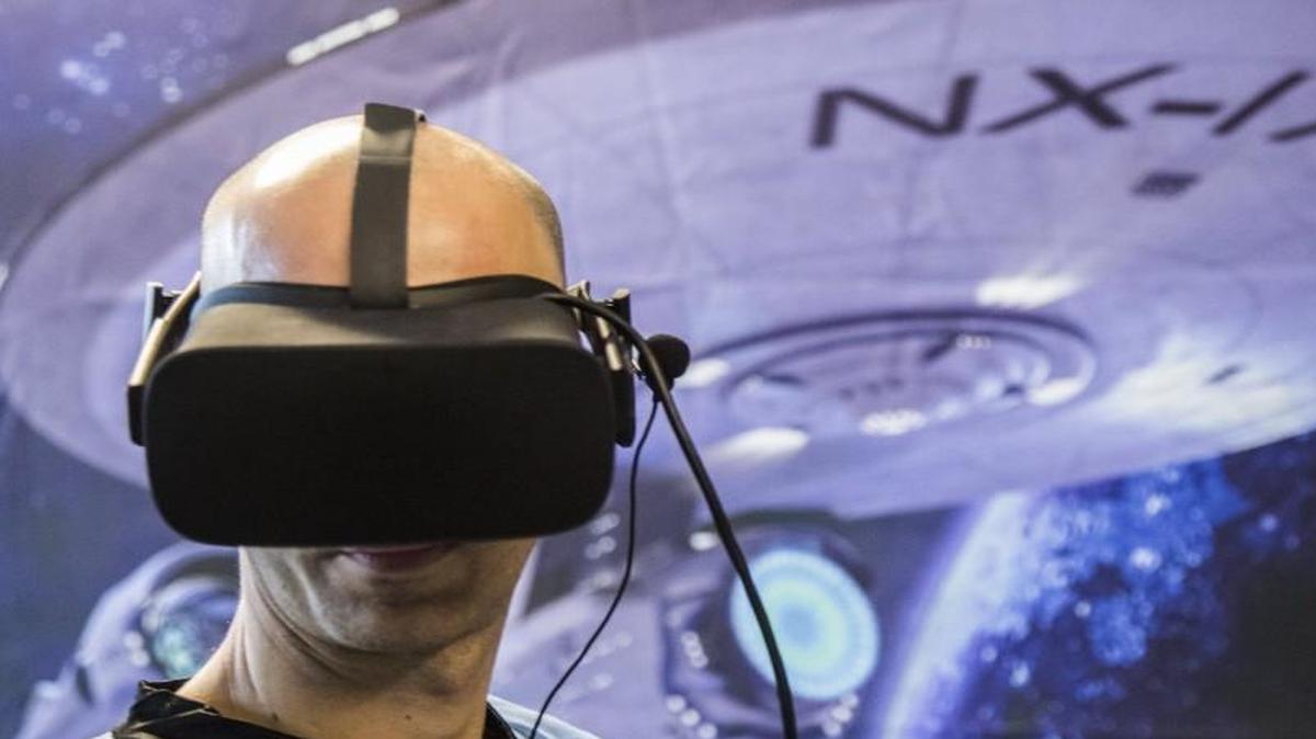 Corbie Hill test drives the new virtual reality Star Trek: Bridge Crew game in May 2017 at Red Storm Entertainment’s headquarters in Cary, N.C. 