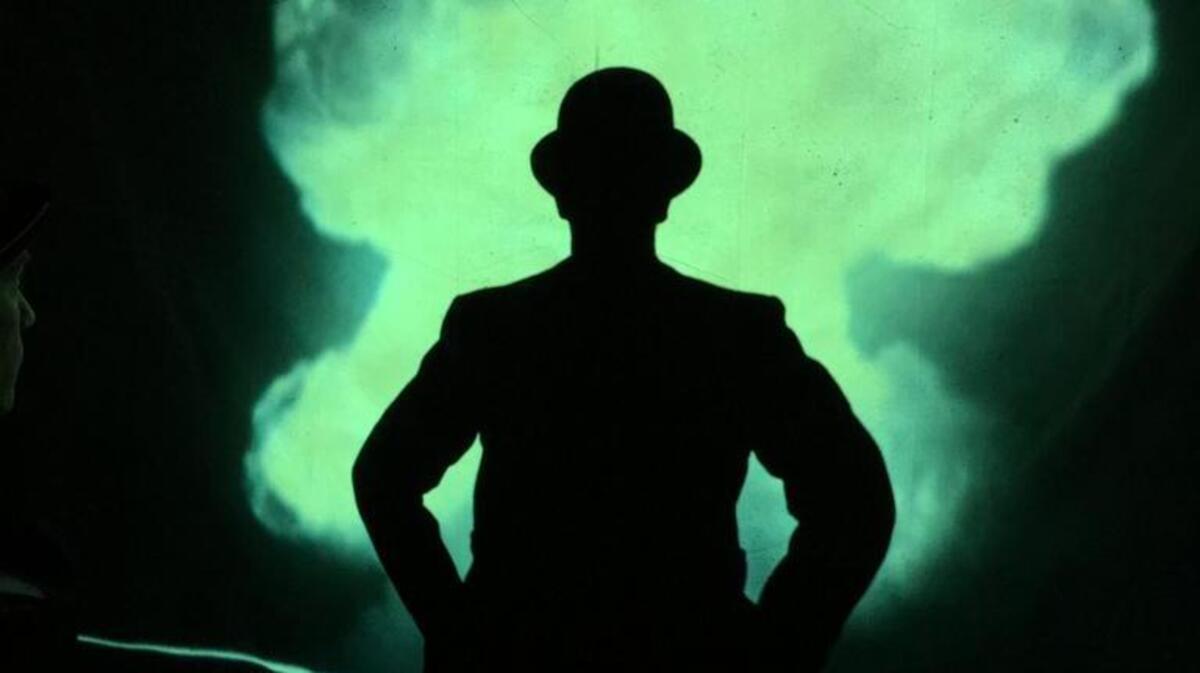 Charlie Chaplin's iconic character, played by Rob Jansen, faces an uncertain future as the lone survivor of a super-atomic blast, in “The Tramp's New World,” running December 3-19, 2015 at Manbites Dog Theater in Durham.
