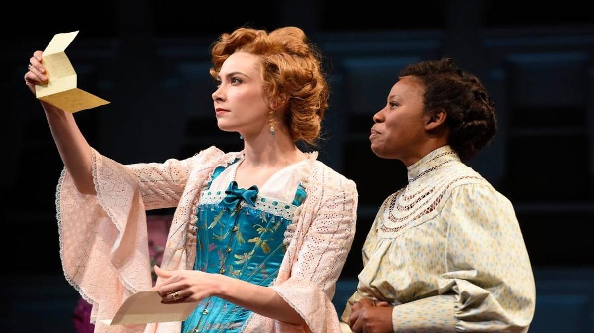 From left, Allison Altman as Mrs. van Buren and Rasool Jahan as Esther in PlayMakers Repertory Company’s production of “Intimate Apparel.”
