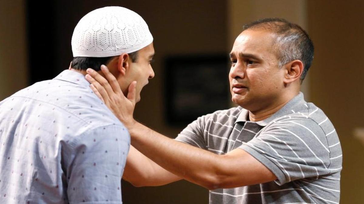 
From left, Samip Raval as Abe and Rajesh Bose as Amir in PlayMakers Repertory Company’s production of “Disgraced.”
