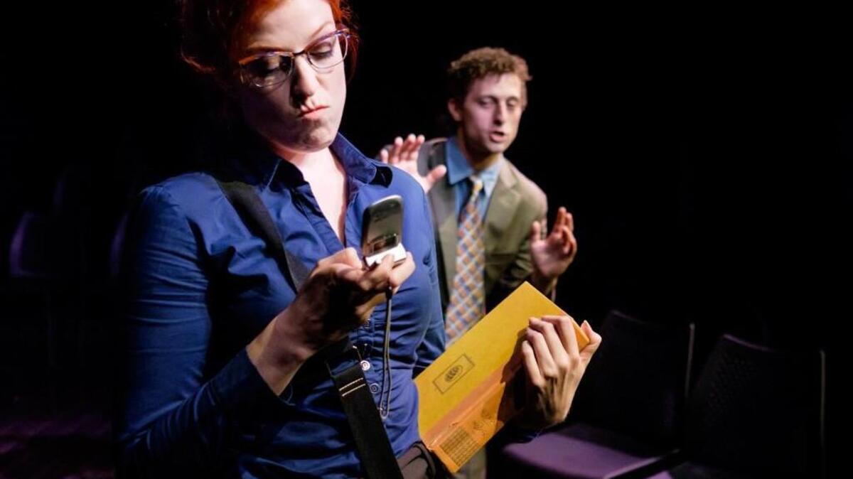 From left, Diana Cameron McQueen and Zak Casca in ​”Imperfect Strangers” by Allan Maule and directed by Andy Hayworth in Sonorous Road Productions’ “Open Doors, a Festival of New Works,” which includes 10 short plays by Raleigh area playwrights.