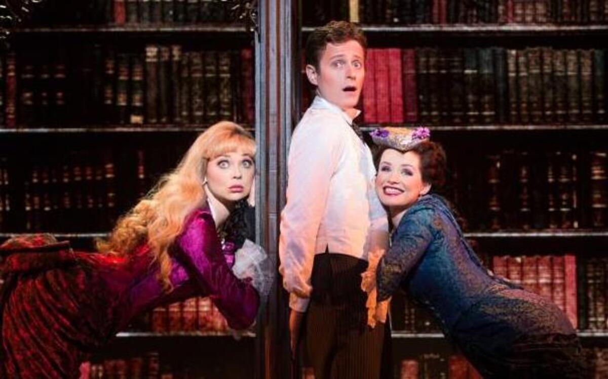 
From left, Kristen Beth Williams as Sibella Hallward, Kevin Massey as Monty Navarro and Adrienne Eller as Phoebe D'Ysquith in a scene from "A Gentleman's Guide to Love & Murder." 
