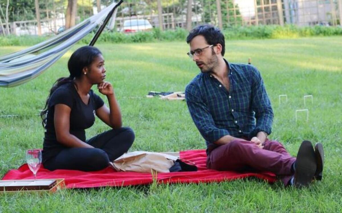 Moriah Williams as Nina and Jon Parker Douglas as Trigorin in Bartlett Theater’s outdoors staging of Chekhov’s “The Seagull.”