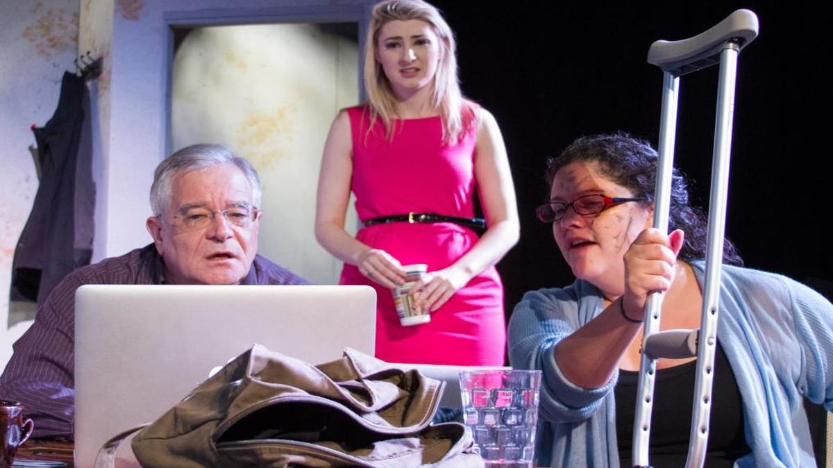 From left, John Honeycutt, Katie Barrett, Olivia Griego in South Stream Productions’ “Time Stands Still.”