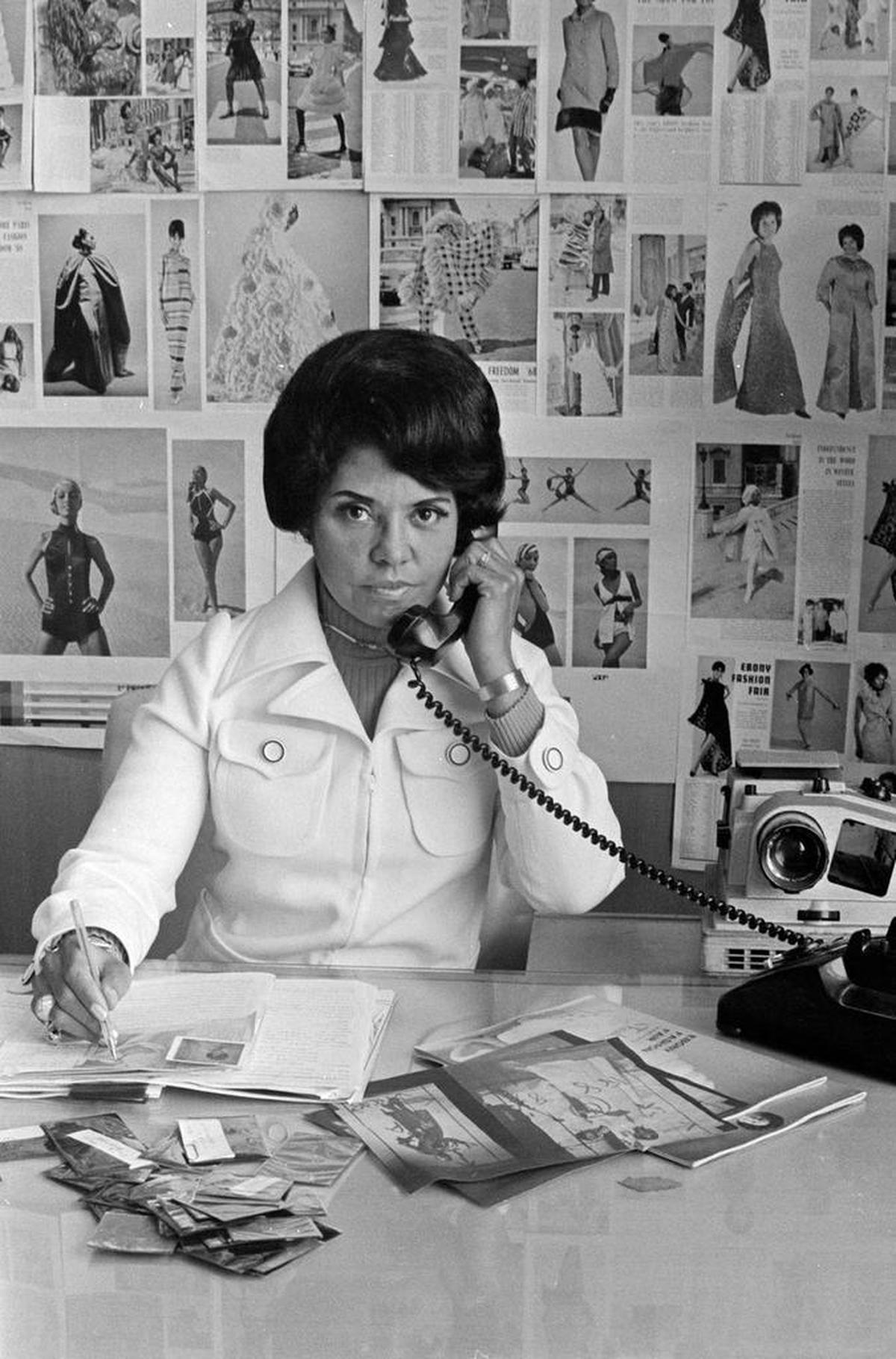 Eunice Johnson, at work in 1970, was the Ebony fashion editor and wife of the magazine’s publisher when she founded the Ebony Fashion Fair show. The traveling show brought glamour, beauty and haute couture fashion to cities across the nation from 1958 to 2009.