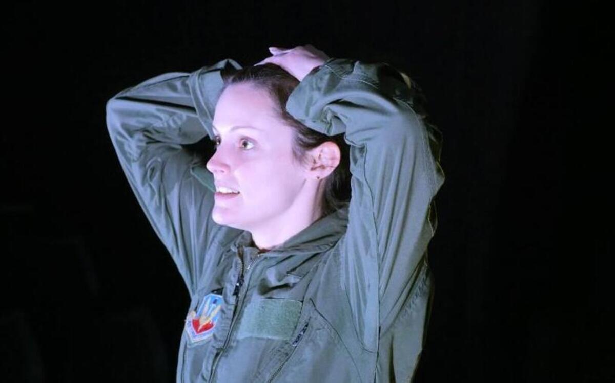 Michelle Murray Wells as The Pilot in Sonorous Road’s production of “Grounded."