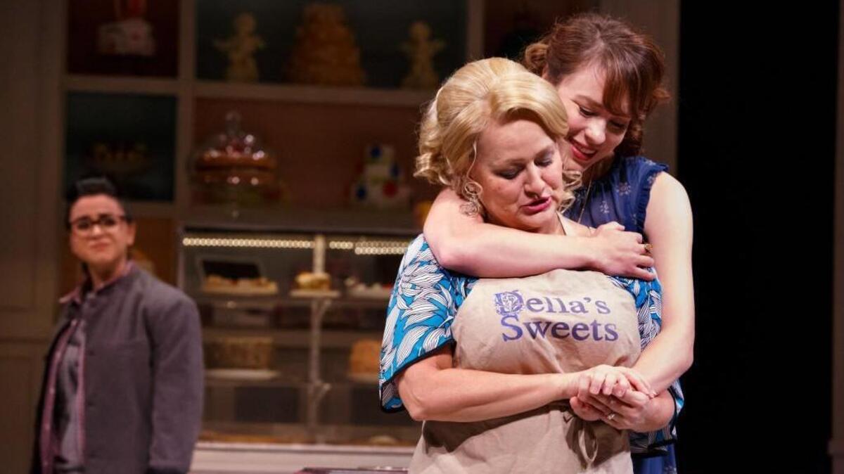 From left, Christine Mirzayan as Macy, Julia Gibson as Della and Jenny Latimer as Jen in PlayMakers Repertory Company’s production of “The Cake” by Bekah Brunstetter.