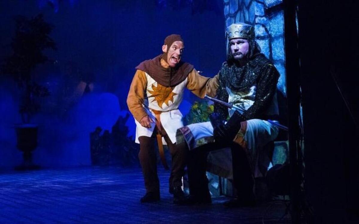 
From left, Brian Fisher and Mark Ridenour in Raleigh Little Theatre’s production of “SPAMALOT.”
