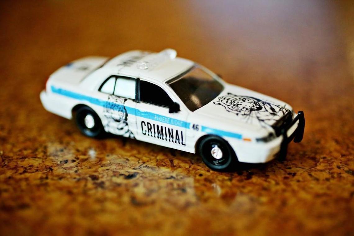 A "Criminal" podcast fan made a toy police car sent that is personalized with host Phoebe Judge's name and the name of the podcast.