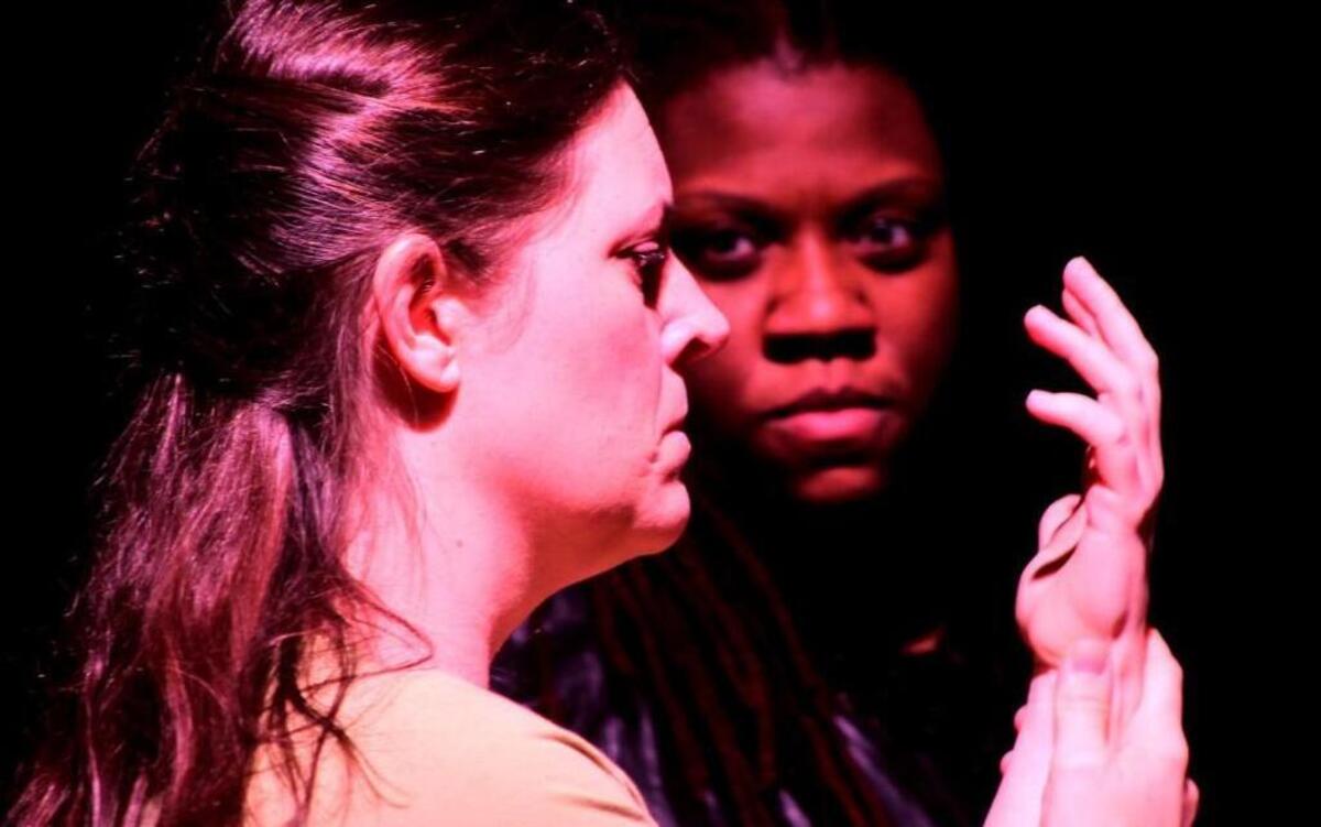 Rebecca Blum, left, as Titus in Bare Theatre’s production of Shakespeare’s “Titus Andronicus.”