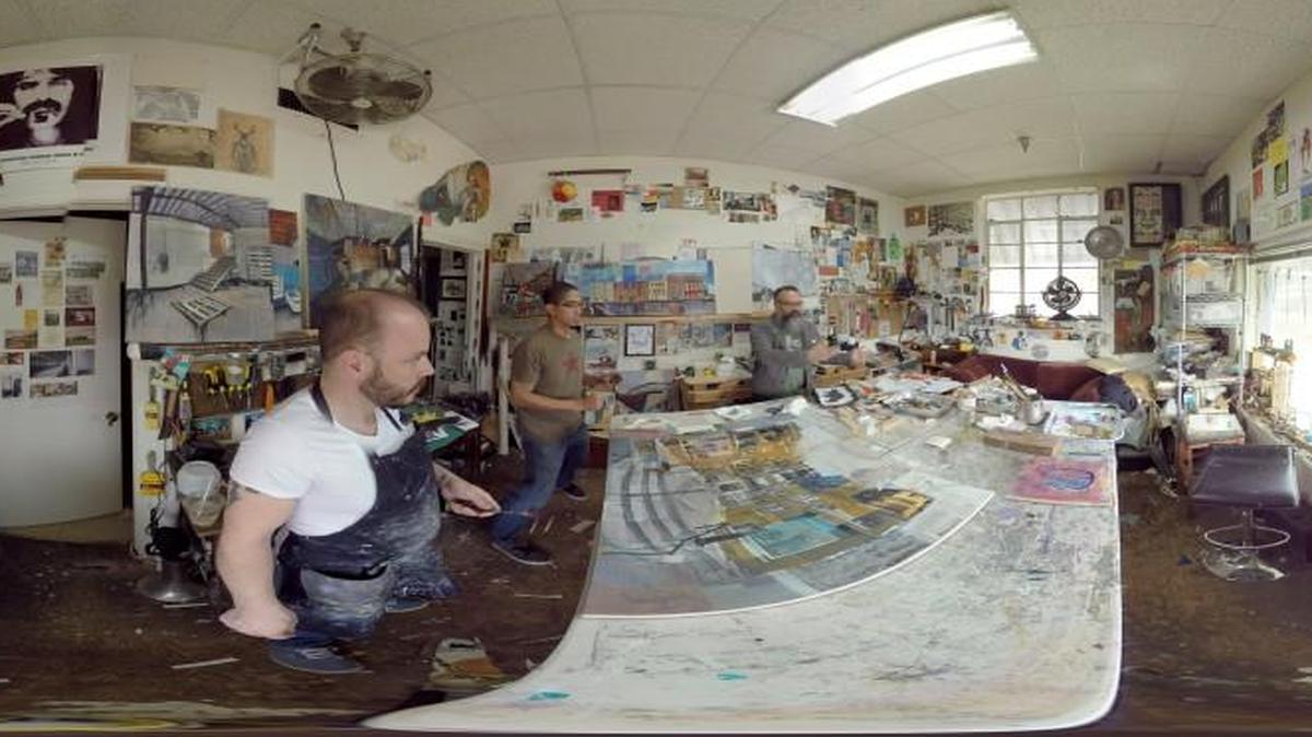 Arthur Earnest and Mike Cuales have teamed up to create a project called Raleigh Spaces where they have done 360 degree videos of the spaces, including artist Luke Buchanan’s studio. They will have a couple of different virtual reality headsets talking about their process at Hopscotch Design Festival in downtown Raleigh.