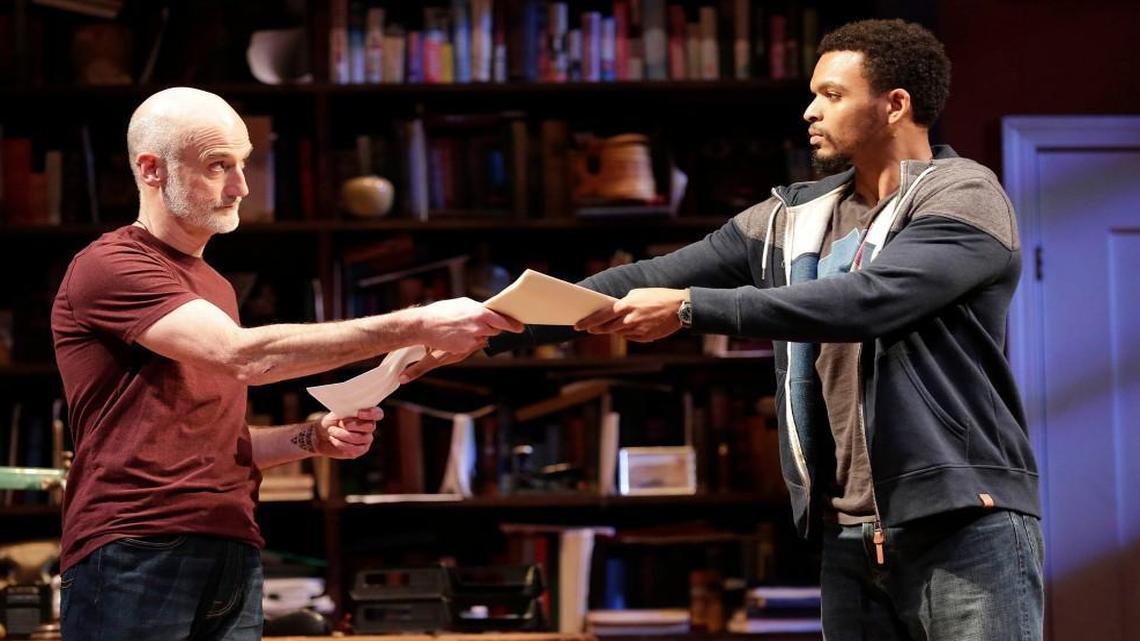 Ray Dooley as Leonard and Myles Bullock as Martin in PlayMakers Repertory Company’s production of “Seminar.”