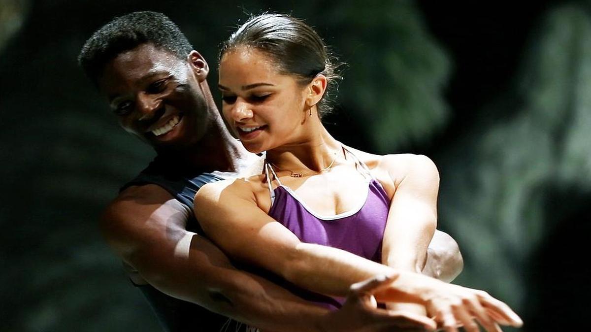 
Misty Copeland, right, and Brooklyn Mack rehearse "Swan Lake" at the Eisenhower Theater at the Kennedy Center in Washington in April. Copeland made history on Tuesday when she was promoted to principal dancer of the prestigious American Ballet Theatre, becoming the first African-American ballerina to reach the elite dance company’s top rank. 
