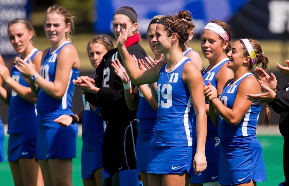 A 2013 photo shows Duke field hockey player Cherry Seaborn (19).