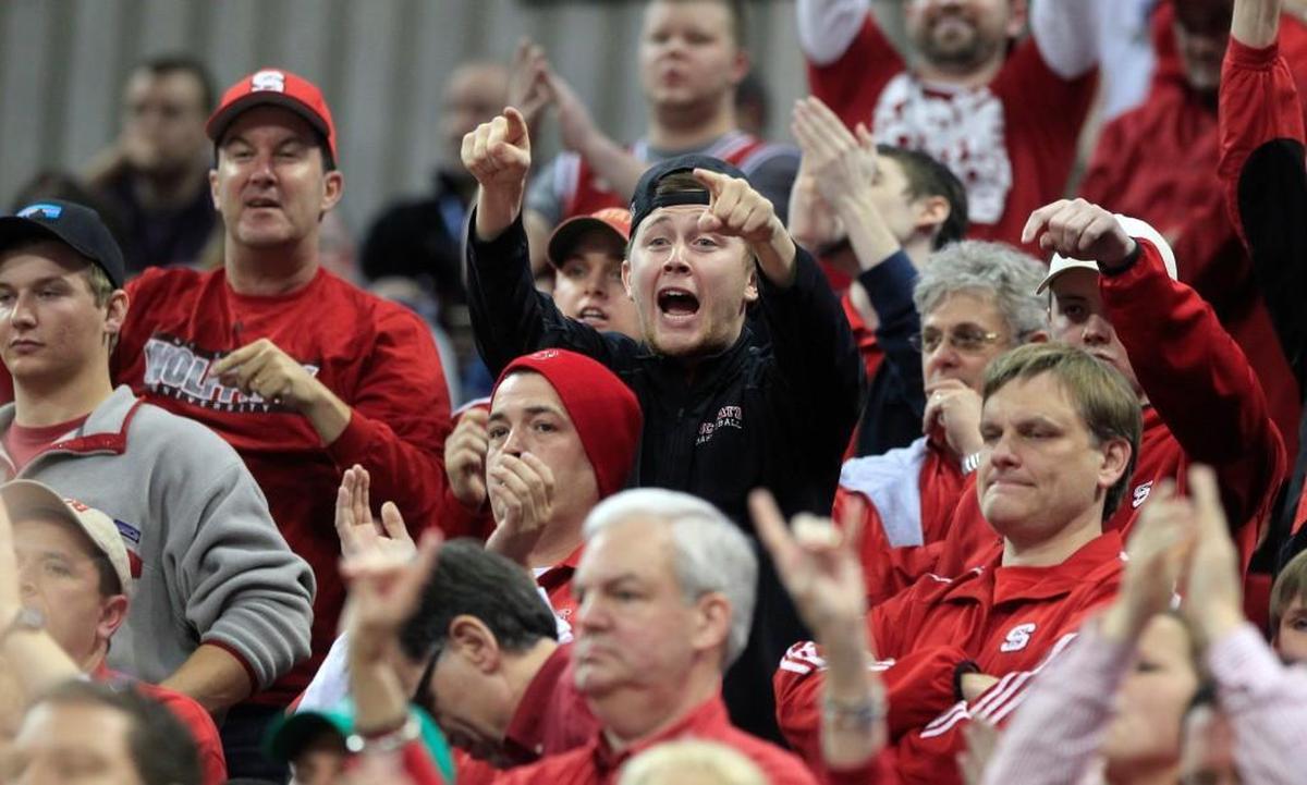 Scotty McCreery cheers at an NC State basketball game in 2015. He was a student there for two and a half years but says he’s too busy with his career right now. “It’s an experience I wanted to have and look back on when I’m old,” he said. “Down the road when I have more time, I would not rule out finishing up the degree.”