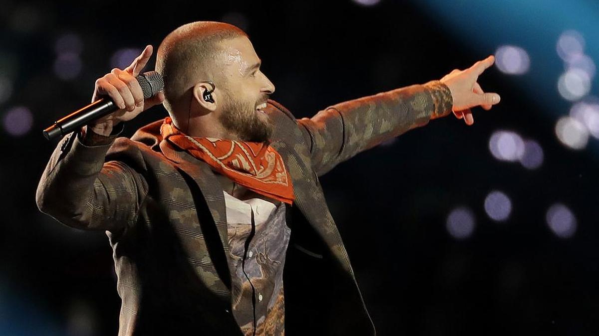 Justin Timberlake performs during halftime of the NFL Super Bowl 52 football game  in Minneapolis. Timberlake’s Man of the Woods Tour will stop at Raleigh’s PNC Arena Jan. 6 and Charlotte’s Spectrum Center Jan. 8.