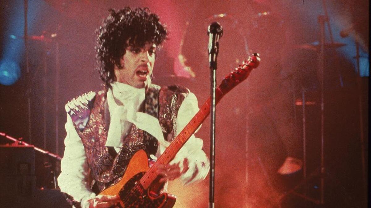 Prince performs in his debut movie “Purple Rain,” the 1984 rock opera about a young man’s search for artistic accomplishment and love.