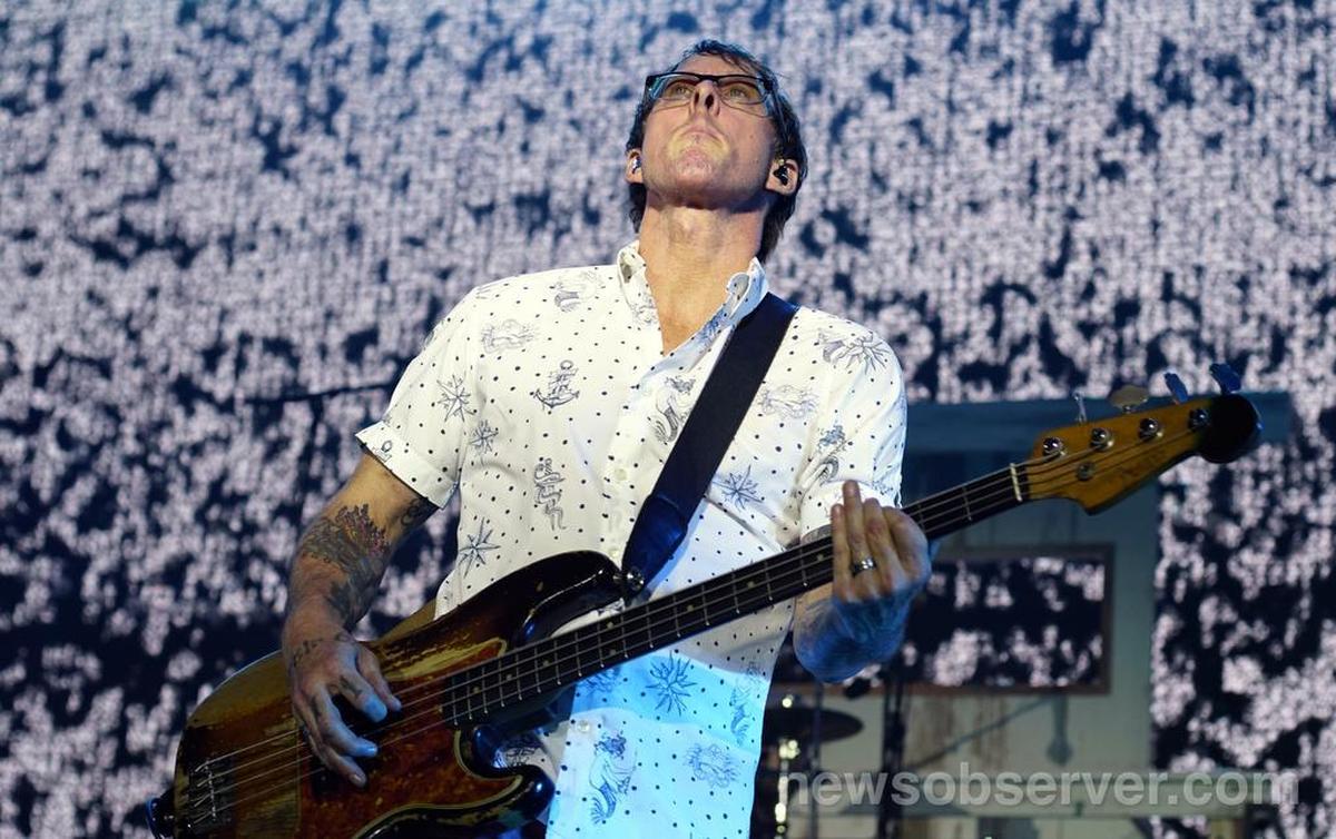 Weezer in concert Tuesday night, June 21, 2016 at Raleigh, NC's Coastal Credit Union Music Park at Walnut Creek.