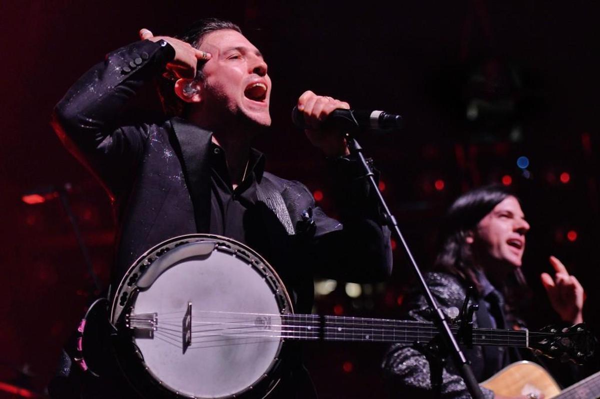 Scott Avett (left), Seth Avett and The Avett Brothers play their annual New Year's Eve show at Raleigh, NC's PNC Arena Sunday night, Dec. 31, 2017.