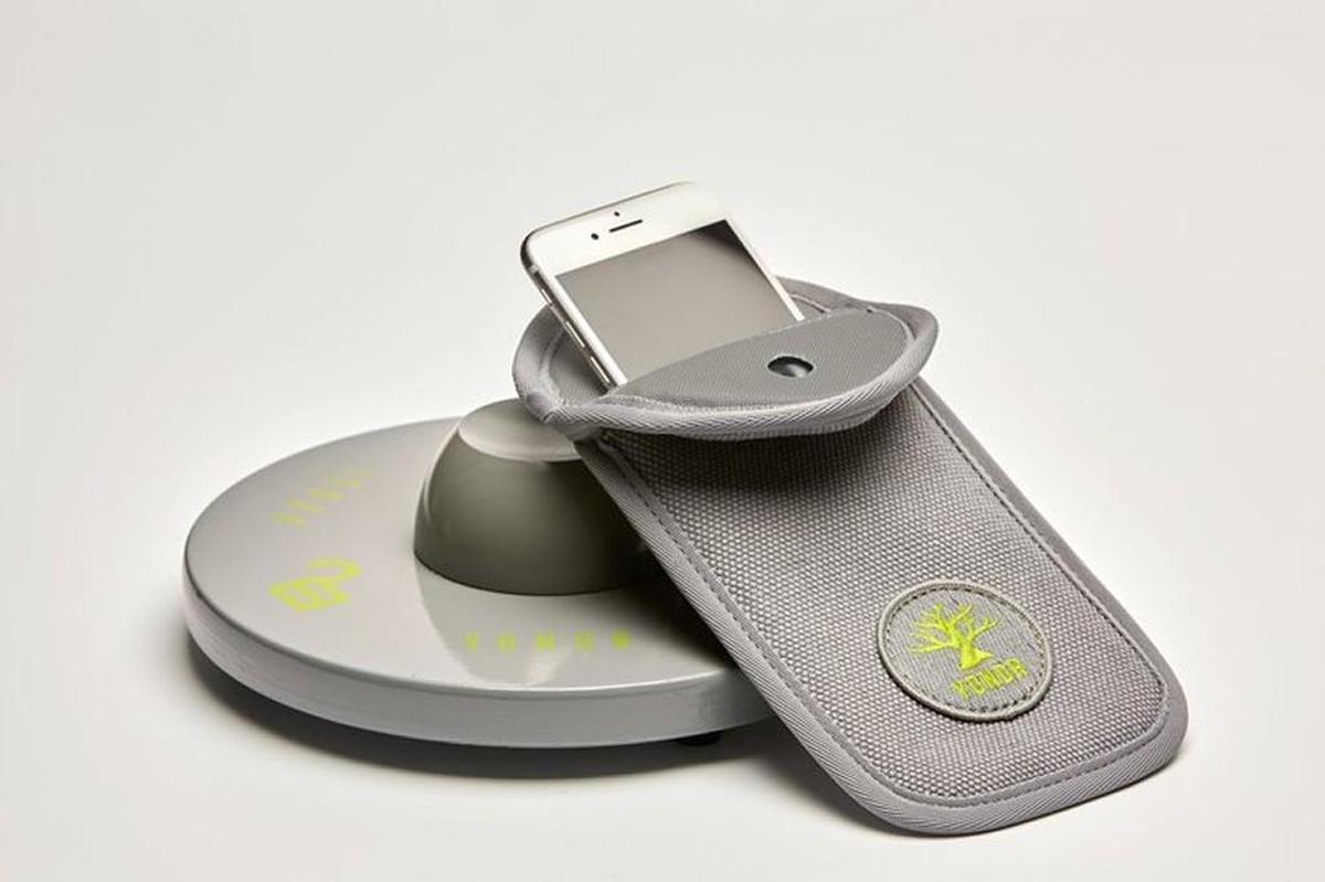 Audience members who bring phones or wear smart watches receive a lockable Yondr pouch to lock up their devices. They’ll remain locked until the end of the show. The neoprene pouches stay with audience members, and if needed, they can unlock the pouches at designated stations in the lobby.
