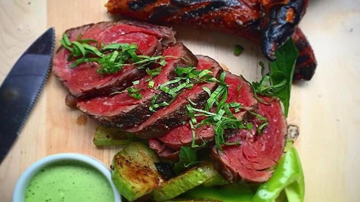 The churrasco that may be served at the new Soca restaurant opening January in Cameron Village. It includes grilled ribeye filet, charred baby sweet potatoes, roasted chayote, aji dulce and espazote aioli.