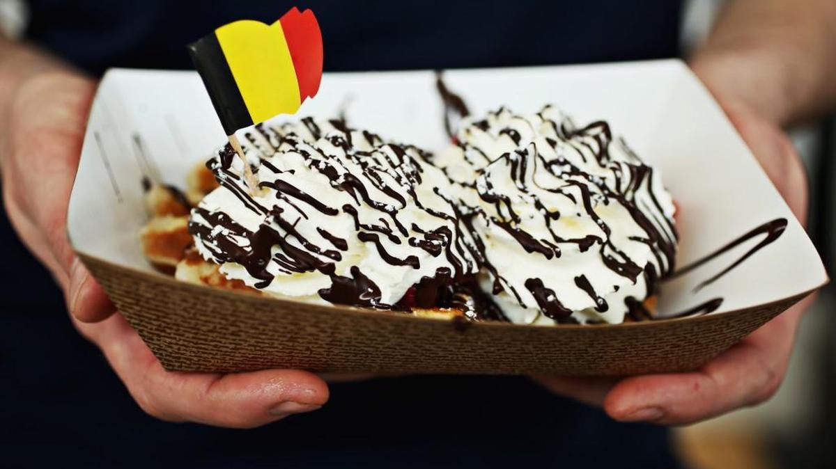 Belgian Waffle Crafters' Oh la la! is made up of Nutella, strawberries, banana, whipped cream and hot fudge.