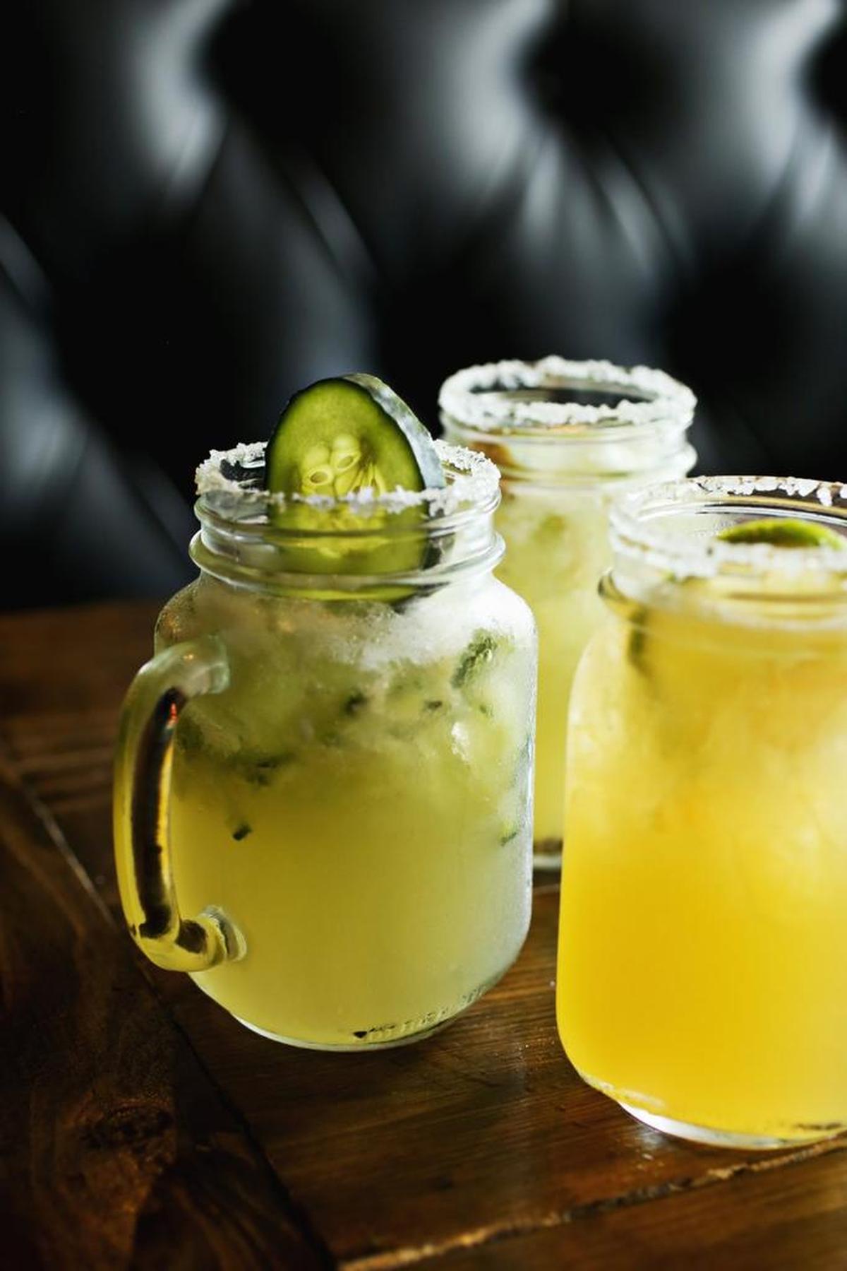 Taking its cue from the kitchen, the bar at La Santa offers a rainbow assortment of fruity variations on the margarita theme, made with fresh squeezed juices and served in mason jar mugs.