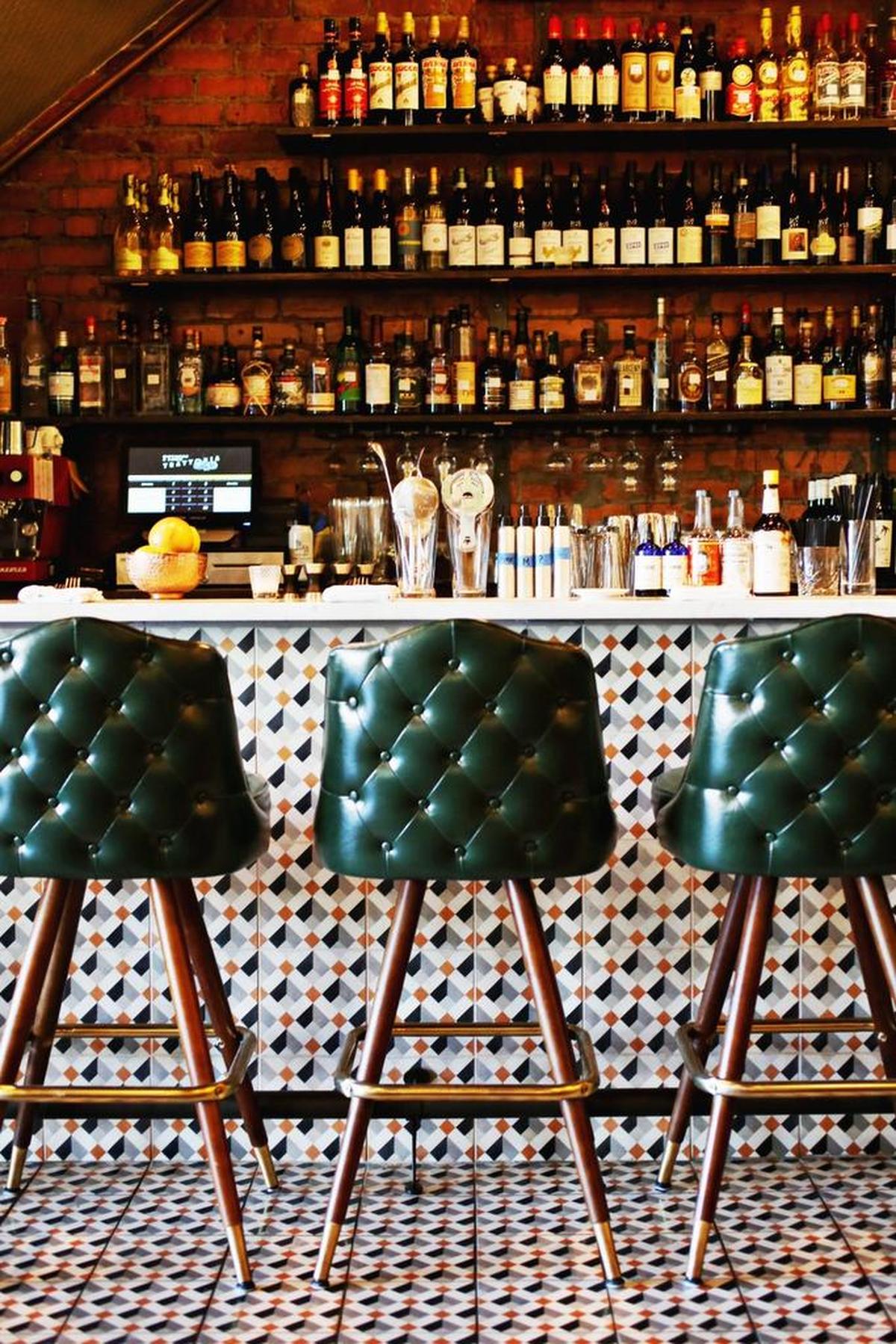 The bar at Mothers & Sons Trattoria located in downtown Durham.
