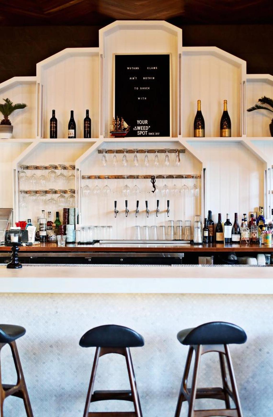 Behind the bar, a sign proclaims that The Cortez is “YOUR (sea)WEED SPOT SINCE 2017. The wording is a sly wink at the restaurant’s location on Glenwood South, a noted late night destination.