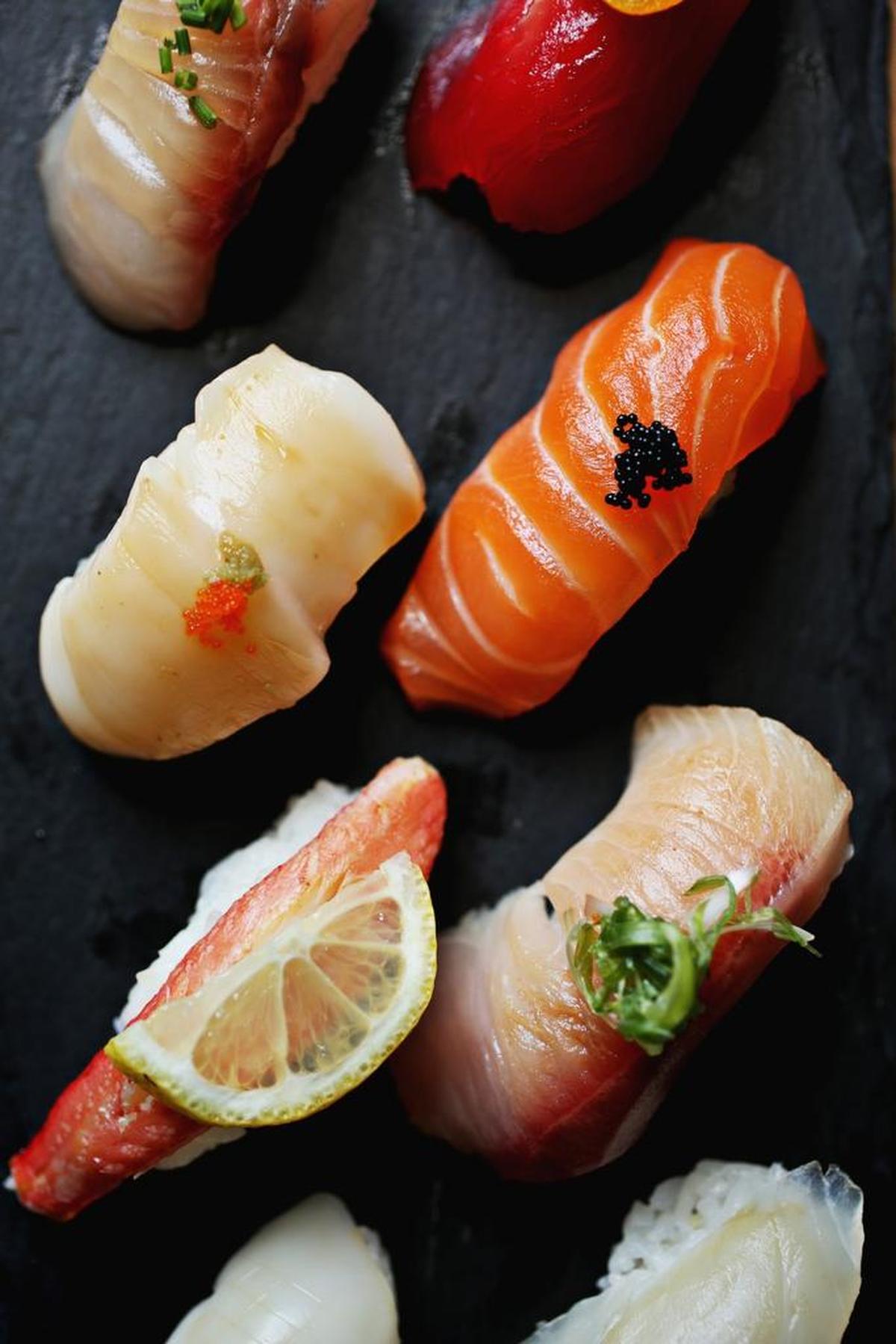 The Nigiri Omakase is uniquely made by chef's choice per order at City Market Sushi in Raleigh.