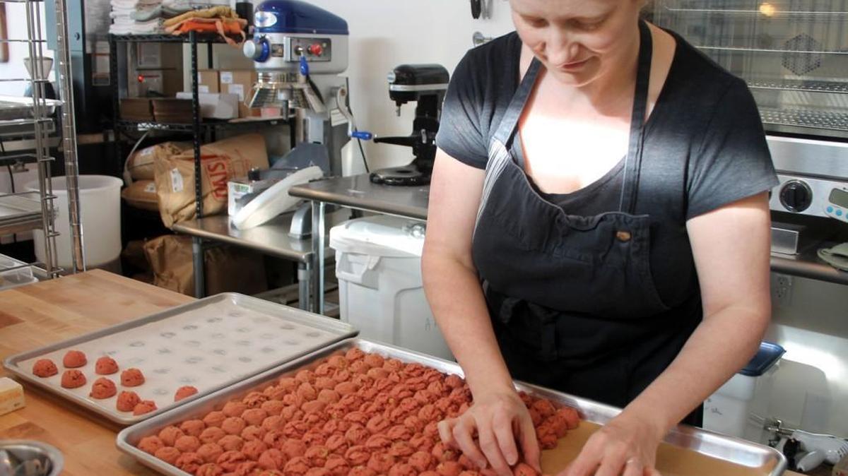 Nicole Evans Groth makes strawberry walnut meltaways at Anisette, a sweet shop between Five Points and Capital Boulevard in Raleigh. She was the lead confectioner at downtown Raleigh chocolatier, Videri Chocolate Factory, before opening Anisette in November 2016. She and her husband, Jason Evans Groth, are opening a second location, called Anisette Little Shop, in Oakwood.