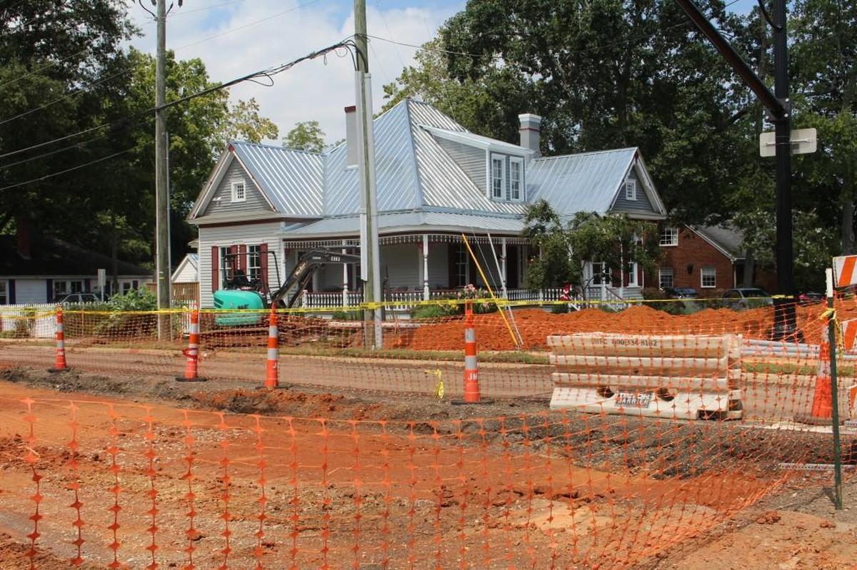 Belle at the Jones House, pictured in September 2015, during streetscape construction on South Academy Street and Dry Avenue in downtown Cary.