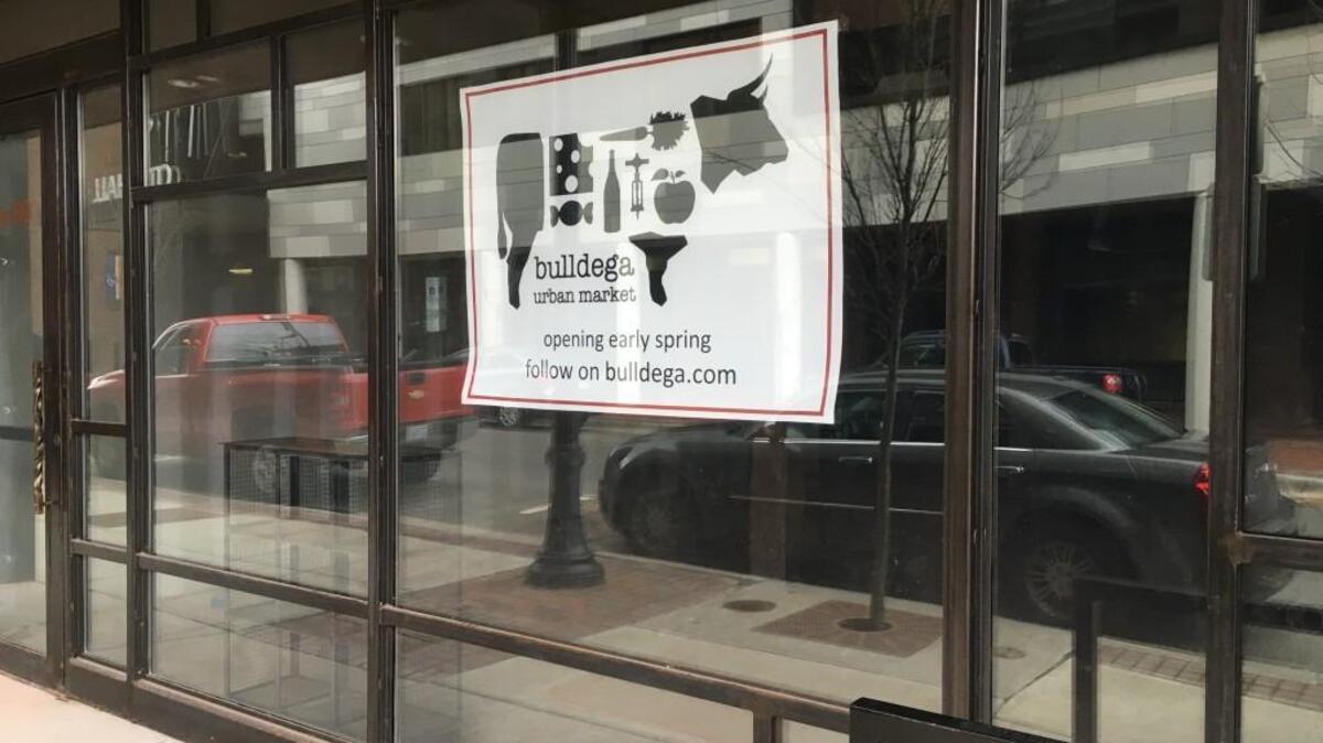 Future site of Bulldega, a bodega and market opening this spring in downtown Durham.