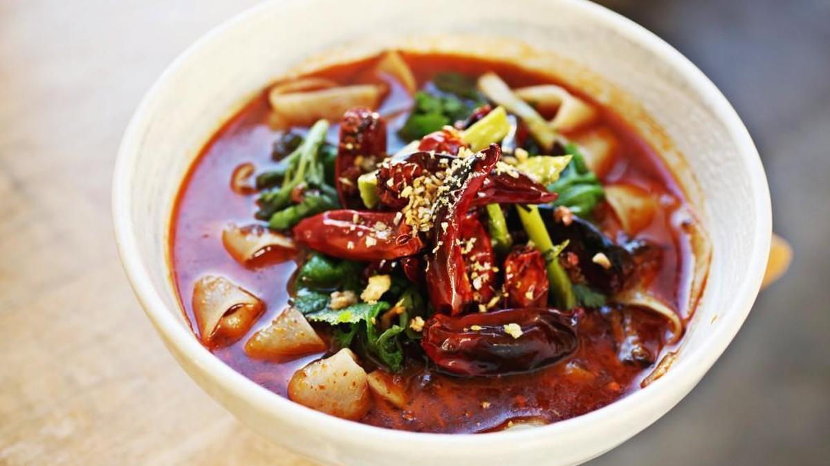 There’s a house made Shan-Xi noodle dish with two variations, one pairing the broad, very long wheat noodles with an animal protein such as stir-fried pork belly or braised monkfish, and the other a vegetarian alternative at Rose’s Noodles, Dumplings & Sweets.