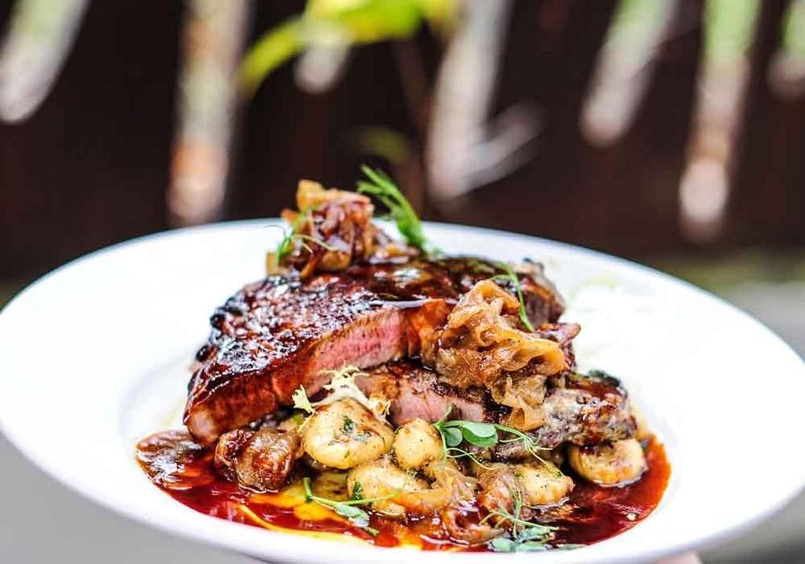 Guglhupf’s fall menu last year featured Hochrippe, which is red wine and herb marinated grilled ribeye, browned onions, potato dumplings and charred alium demi.