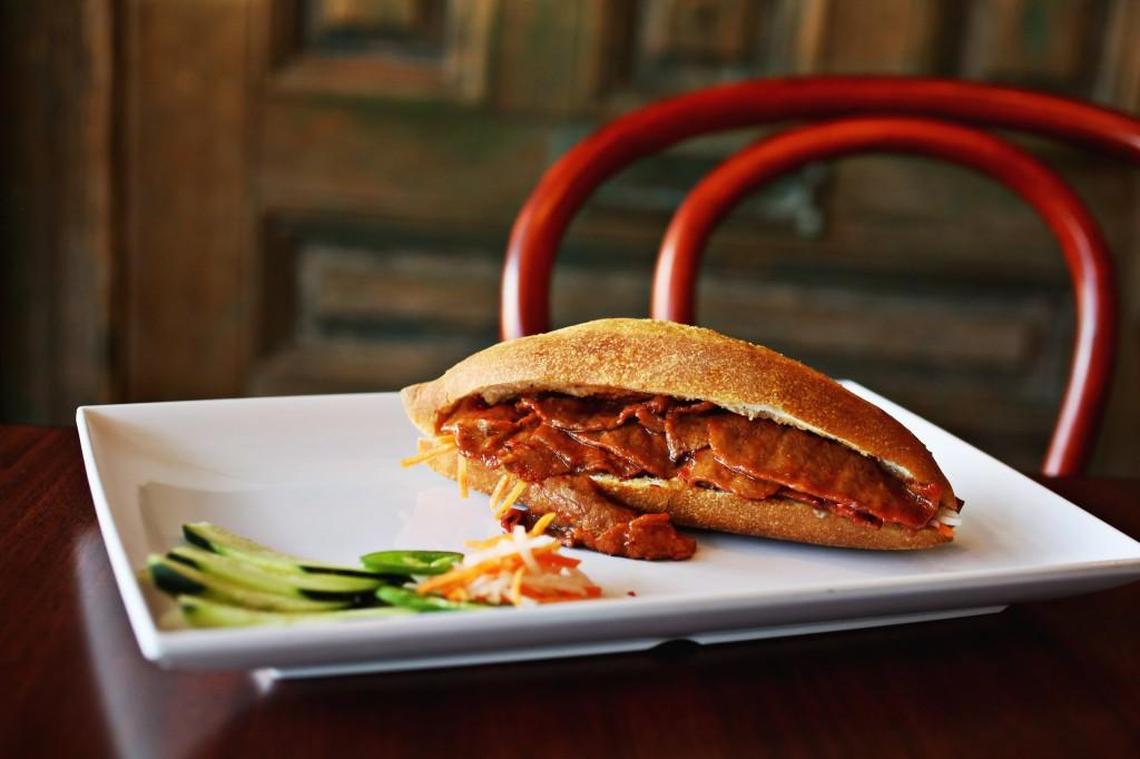 Queen of Pho's Banh Mi — served on Vietnamese-style mini-baguettes baked by Peter Luong himself — are the star of pho’s supporting cast here. Smeared with a “special mayonnaise” and generously filled with the meat of your choice (grilled beef is pictured here) or tofu, they’re served with pickled carrot, julienne cucumber and daikon, basil, and jalapeño slices on the side, for garnishing the sandwich to your liking.