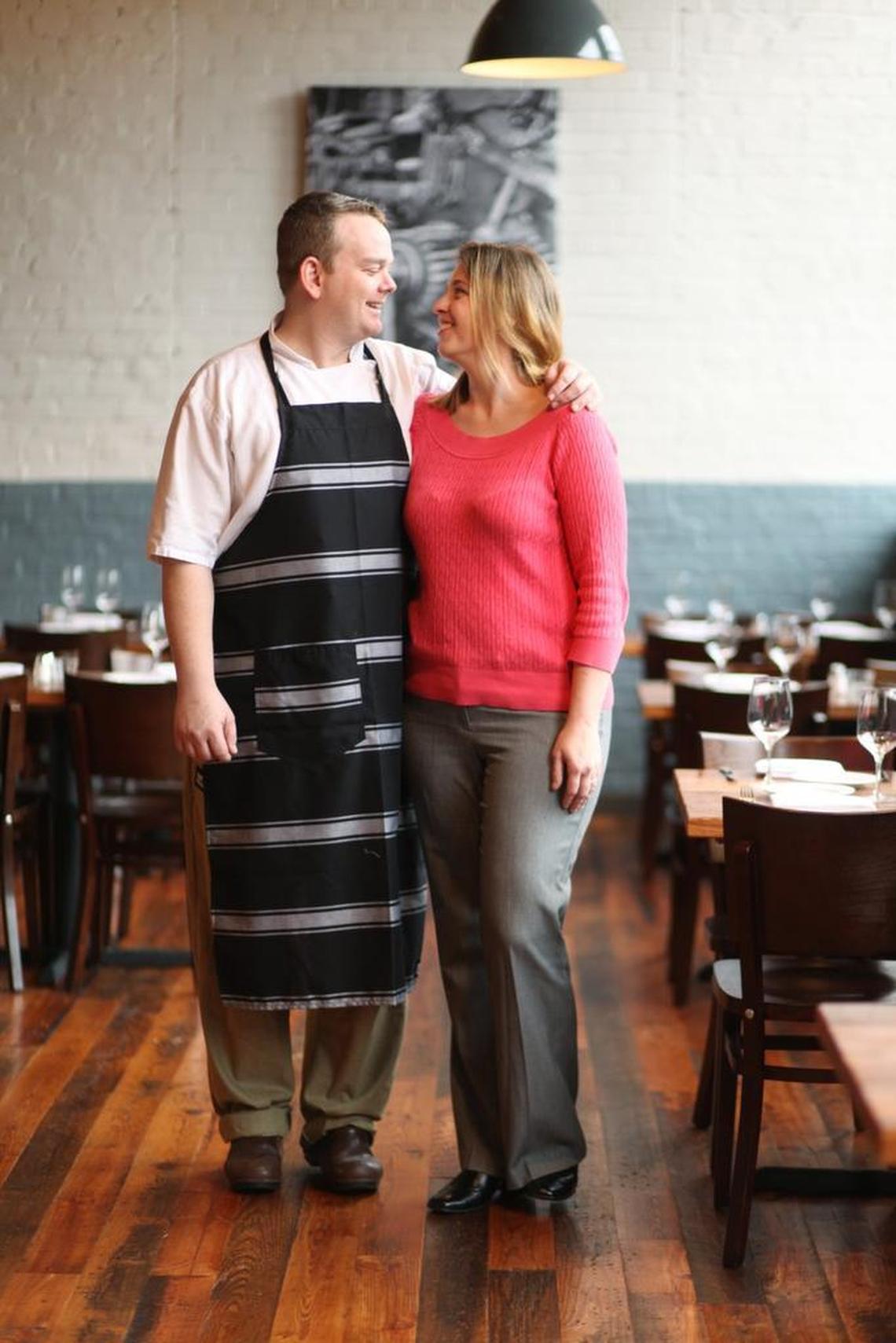 Chef Brendan Cox and Leslie Cox at their Pittsboro restaurant, Oakleaf. They are moving the restaurant to Carrboro in 2018.