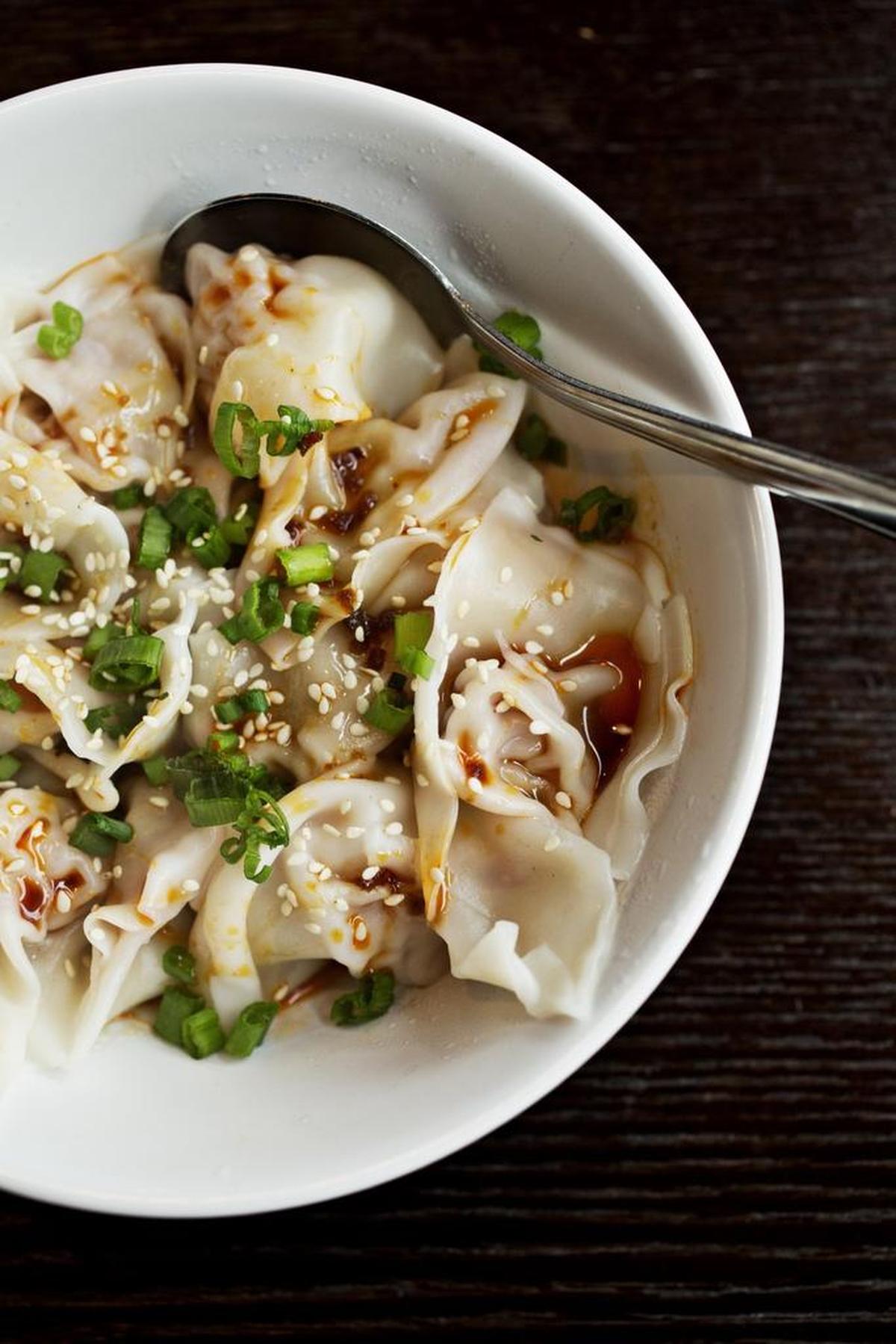 The Red Chili Oil Wontons are one of several choices of appetizers at Szechuan Taste in Cary.