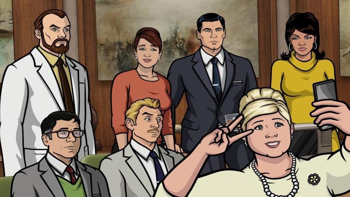 
Archer and the gang prepare for their most fantastic voyage ever in the FX series “ARCHER.” Pictured: (top row, L-R) Dr. Krieger (voice of Lucky Yates), Cheryl Tunt (voice of Judy Greer), Sterling Archer (voice of H. Jon Benjamin), Lana Kane (voice of Aisha Tyler); (bottom row, L-R) Cyril Figgis (voice of Chris Parnell), Lee Gillette (voice of Adam Reed), Pam Poovey (voice of Amber Nash). 
