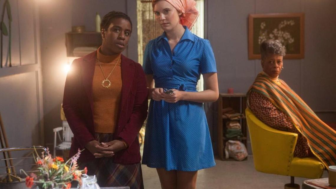 Uzo Aduba, left, and Maggie Grace star in “Showing Roots” on Lifetime.