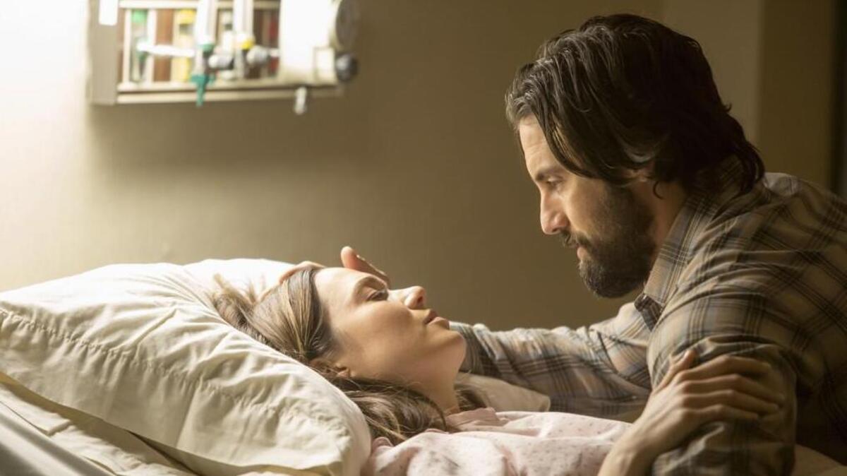 Mandy Moore as Rebecca, Milo Ventimiglia as Jack in NBC’s “This is Us.”