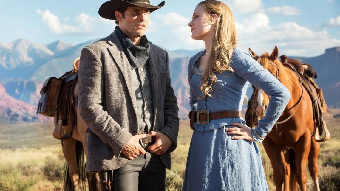James Marsden and Evan Rachel Wood in "Westworld."