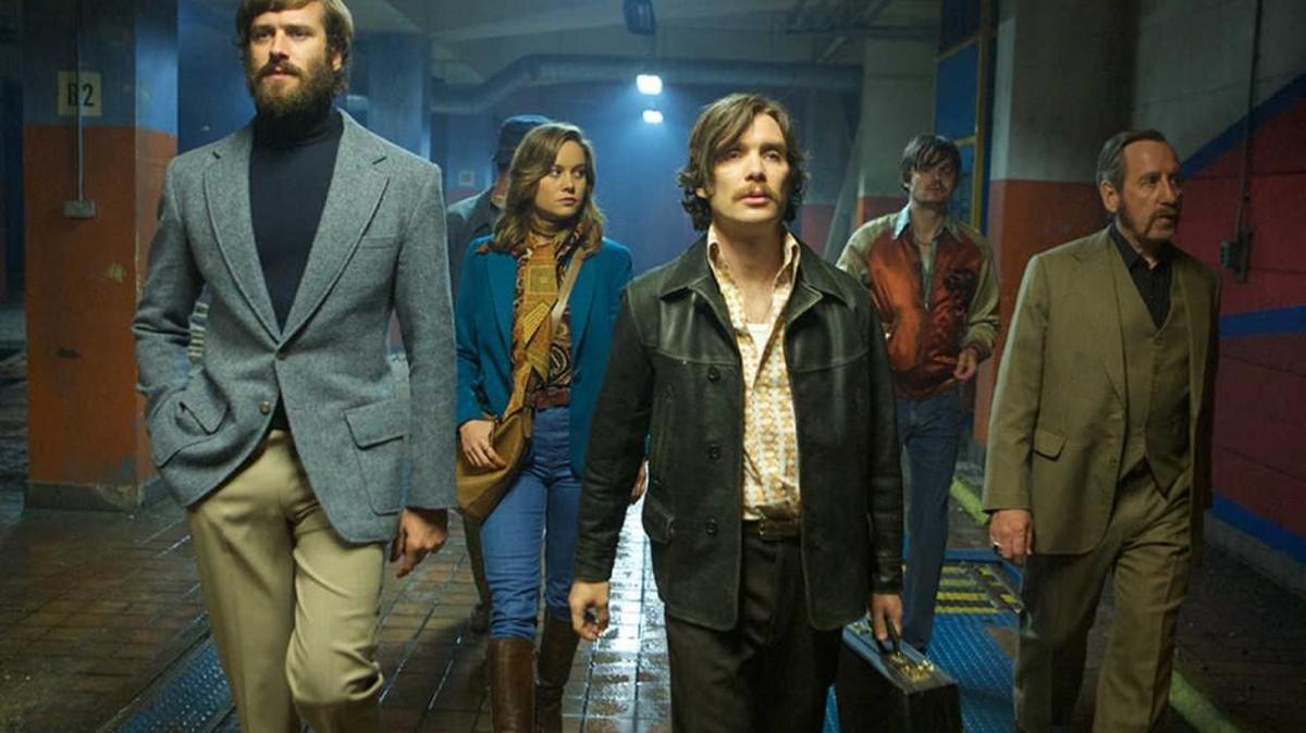 From left: Armie Hammer, Brie Larson, Cillian Murphy, Sam Riley and Michael Smiley in “Free Fire.”