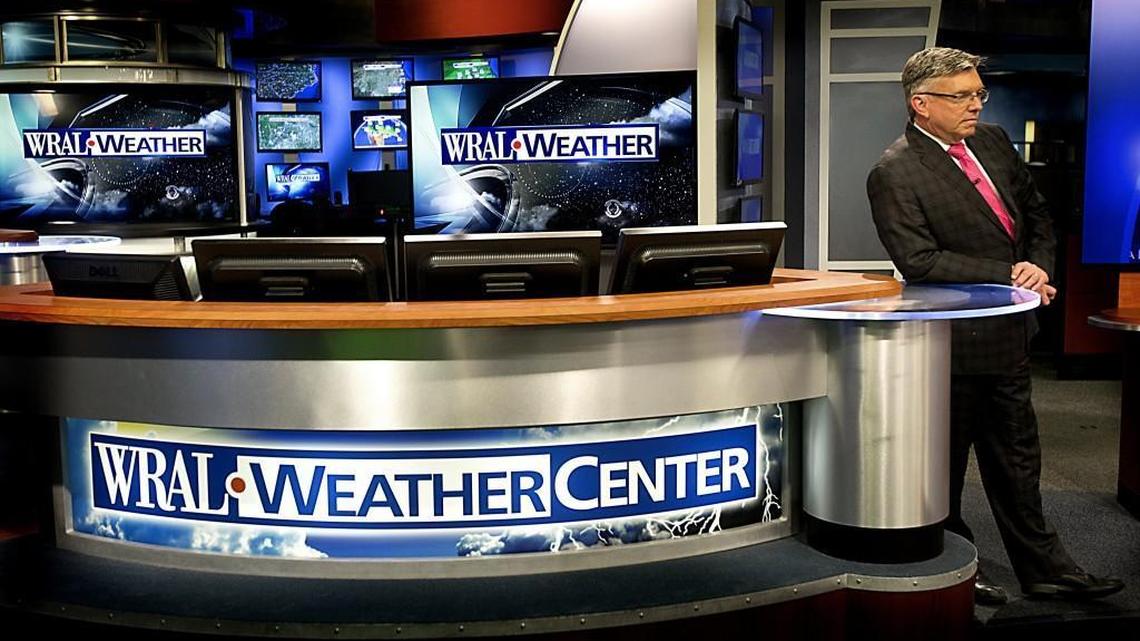 WRAL chief meteorologist Greg Fishel waits for his first broadcast at 5:15 p.m. on Tuesday, Dec. 8, 2015.